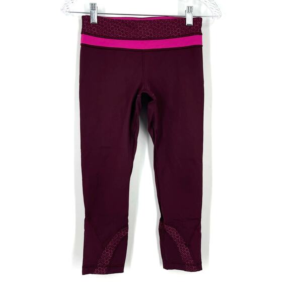 Lululemon Run Inspire Tights Crop Burgundy Red Size 4 - Picture 5 of 5